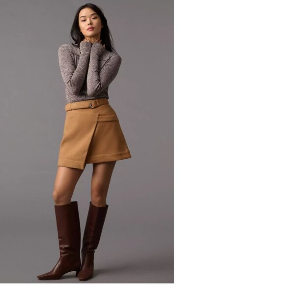 Anthropologie Maeve Belted Wrap Mini Skirt 12 new nwt cedar color - Picture 1 of 7